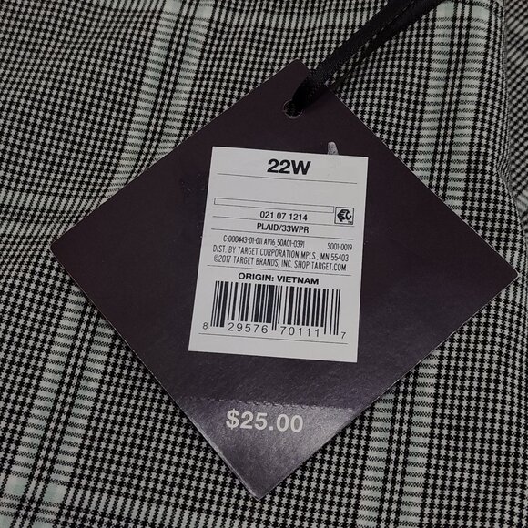 Ava & Viv Plaid Ankle Pant Mid-Rise Comfort Waist Stretch 22W Fitted Hip & Thigh - Picture 7 of 11